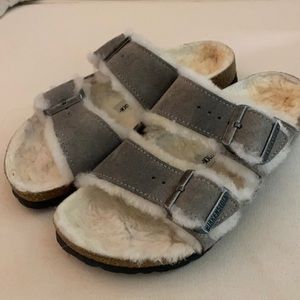 Birkenstock big buckle shearling